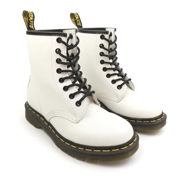 Dr. Martens 1460 Smooth Leather Combat Platform Boots 5 White 90s Grunge Y2k - Picture 1 of 8